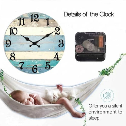 ArtSocket Round Wall Clock Silent Non-Ticking 8", Beach Coastal - color: Geometric Modern Abstract, size: 8in