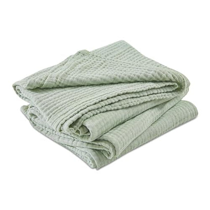 EMME Muslin Cotton Blanket Adults Heather Sage Green Throw XL 50"x70" - color: 09 - Sage Green, size: Large Throw (50" X 70")