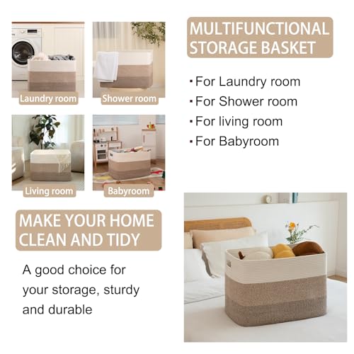 OIAHOMY Blanket Basket Laundry Basket Dog Toy Basket 108L Gradient Brown - color: Gradient Yellow, size: 25”x16”x16”