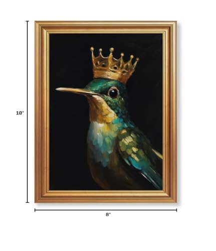 EJPFOGV Luxury Hummingbird with crown Framed Canvas Wall Art 8x10 inches - color: Crown, size: 10"L x 8"W
