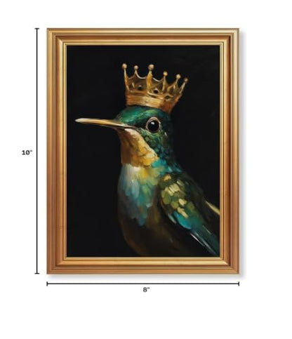 EJPFOGV Luxury Hummingbird with crown Framed Canvas Wall Art 8x10 inches - color: Crown, size: 10"L x 8"W