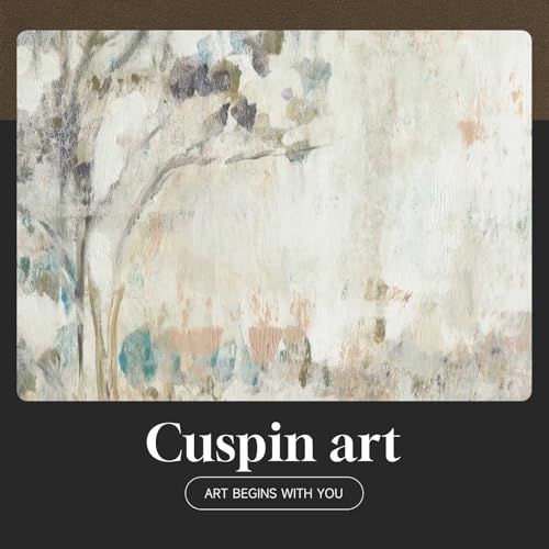 Framed Neutral Abstract Landscape Tree Wall Art for Living Room, Set of 2 - color: Neutral Blush Blue, size: 20" W x 30" H x 2Pcs