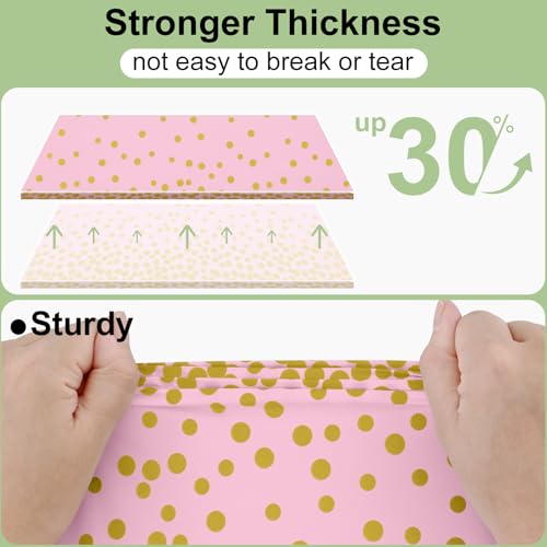 Smiry Disposable Rectangle Plastic 54 x 108 Inch Table Cloth 3 Pack - color: Pink and Gold