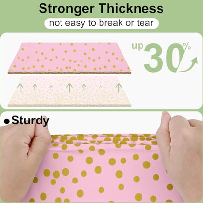 Smiry Disposable Rectangle Plastic 54 x 108 Inch Table Cloth 3 Pack - color: Pink and Gold