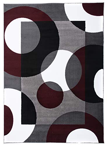 Rugshop Circles Modern Soft Living Room Bedroom Area Rug Burgundy 9' x 12' - size: 9' x 12' (Rectangular)