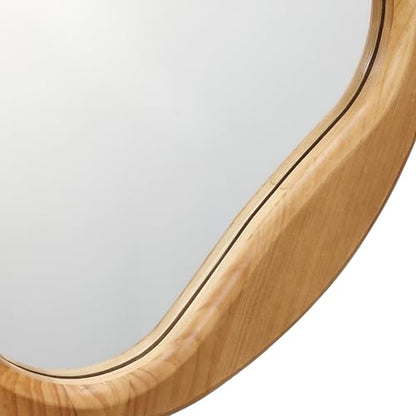 LuxenHome Asymmetrical Wall Mirror with Natural Pine Wood Frame - color: Irregular Asymmetrical