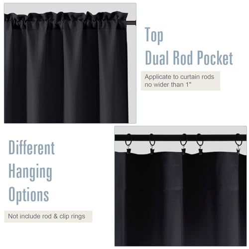 Black Cafe Curtains for Bedroom 45 Inch Length 2 Panels Set - color: Black, size: 30"W x 45"L (Pack of 2)