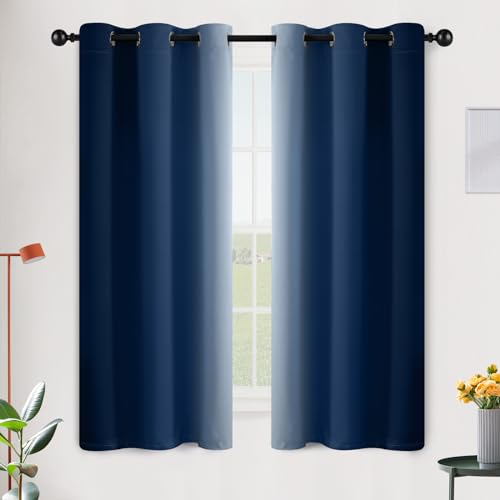 SimpleHome Ombre Blue to Grey White Curtains for Living Room 42Wx63L - color: Blue, size: 42"W x 63"L (Pack of 2)