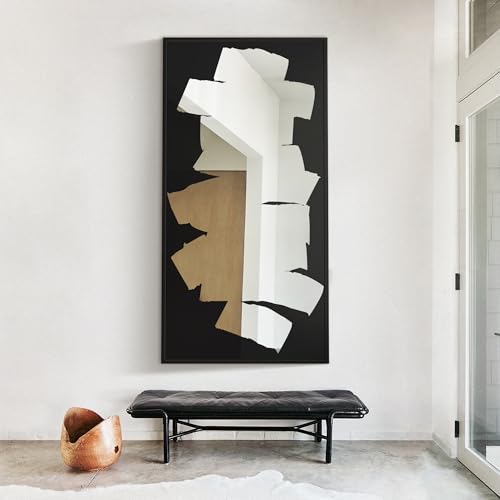 Delma Full Length Floor Mirror, 28"x56", Black, Abstract Wall Art Mirror - size: 56"L x 28"W