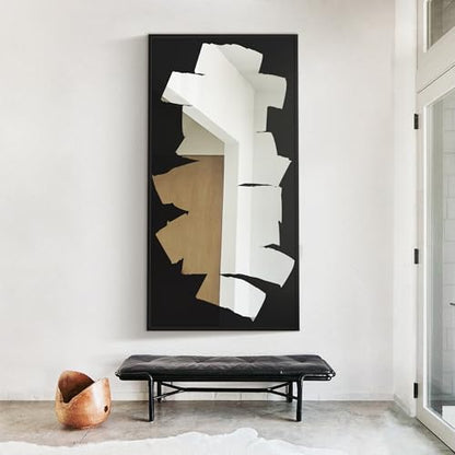 Delma Full Length Floor Mirror, 28"x56", Black, Abstract Wall Art Mirror - size: 56"L x 28"W