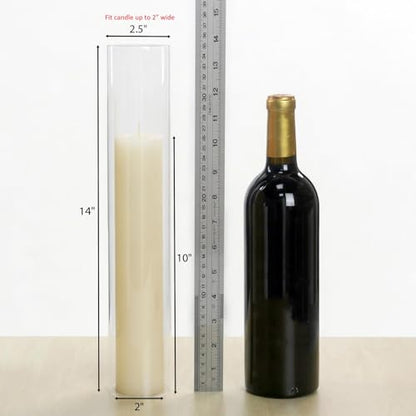 CYS EXCEL 6 PCS Glass Hurricane Tubes (H:14" D:2.5") - Fits Candles up to 2" Wide, Requires Holder Base 2.75" or Wider - size: 2.5" wide x 14" tall