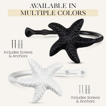 RTZEN Metal Curtain Tiebacks, Drapery Holders for Wall, 2 Pcs - size: Medium, style: Starfish - W