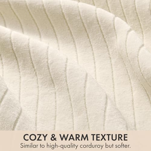 MIULEE Set of 2 Cream Textured Striped Throw Pillow Covers 18x18 Inch - color: Cream, size: 18" x 18" (Pack of 2)