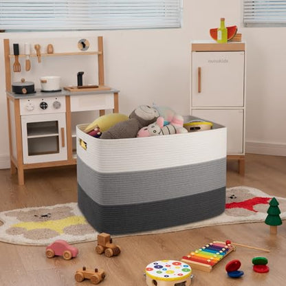 OIAHOMY 108L Extra Large Blanket Basket Dog Toy Basket radient Dark Grey - color: Gradient Dark Grey