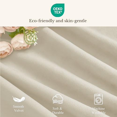 StangH 4-Panel Set Velvet Window Valance, 52x18 Inch, Beige - color: Beige, size: 52"W x 18"L (Pack of 4)
