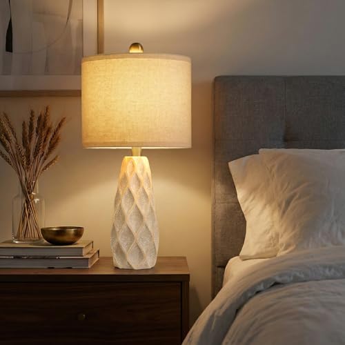 Small Table Lamps Set of 2 for Living Room, 20.25" White Bedside Boho Lamps - color: White, size: Small - 20.75''