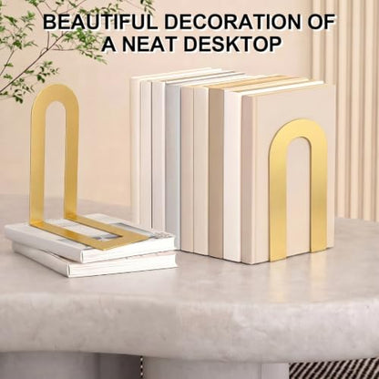 Chunful 12 Pcs Gold Metal BookEnds Shelves, 7.5 x 5.75 x 3.5 in - color: Gold, size: 7.5 x 5.75 x 3.5 Inch
