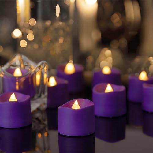 Homemory 50-Pack Purple Flameless Battery Tea Light Candles, 200+ Hours - color: Purple, size: Pack of 50