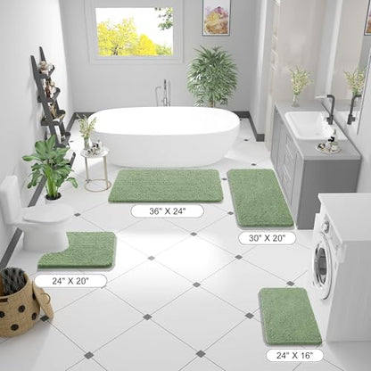OLANLY Toilet Rugs U-Shaped 20x20, Soft Absorbent Chenille Contour Rugs - color: Sage Green, size: 20" X 20" Contour Rug
