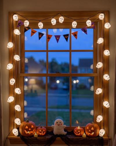 8.5FT Halloween Skull String Lights, Plug-in 10 LED Decor - color: Grimace String Lights
