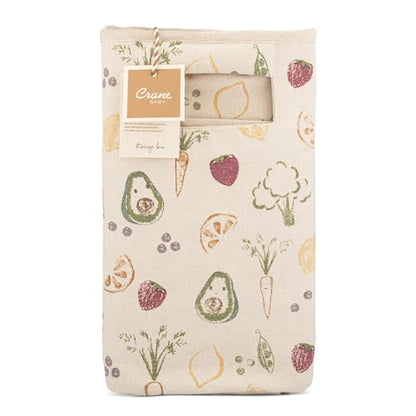 Crane Baby Clementine Canvas Storage Bin, Nursery Hamper and Baby Storage Basket for Toys, Clothes, and Diapers, Toy Baskets, Fabric Nursery Basket, Garden Fruits and Veggies Print, 13" x 12" - size: 13 x 12 Inches, style: Fruits & Veggies