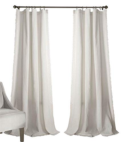 Lush Decor Rosalie Light Filtering Window Curtain Panels, Pair, 54" W x 95" L, White - Lace Curtains for Living Room - Vintage - Cottage Core Decor - color: White, size: 54"W x 95"L (Pack of 2), style: Window Panel
