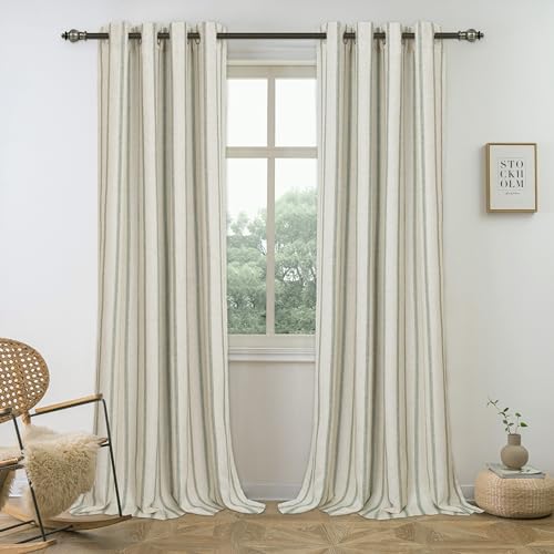 DriftAway Farmhouse Stripe Blackout Curtains, Grommet, W52xL84, Loden Green - color: G Loden Green Stripe, size: 52"W x 84"L (Pack of 2)