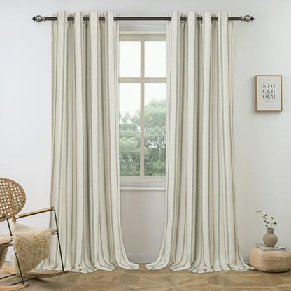 DriftAway Farmhouse Stripe Blackout Curtains, Grommet, W52xL84, Loden Green - color: G Loden Green Stripe, size: 52"W x 84"L (Pack of 2)