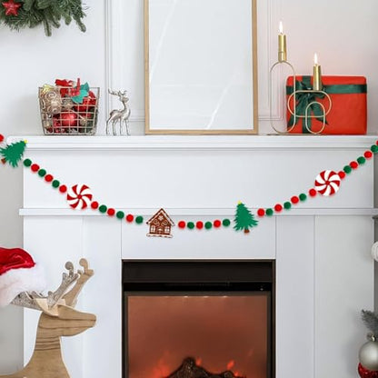 Jansun 8.2 Ft Felt Christmas Garland - color: Red Green White