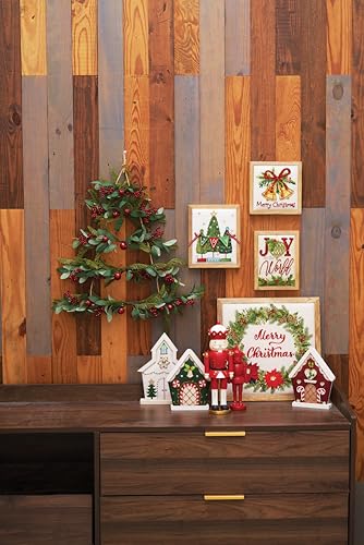 GALLERIE II 7" x 7" Christmas Merry Christmas Snow Globe Design Decorative Shelf Sitter Block Xmas Festive Winter Holidays Home Living Room Table Tabletop End Table Fireplace Mantle Decor Decoration