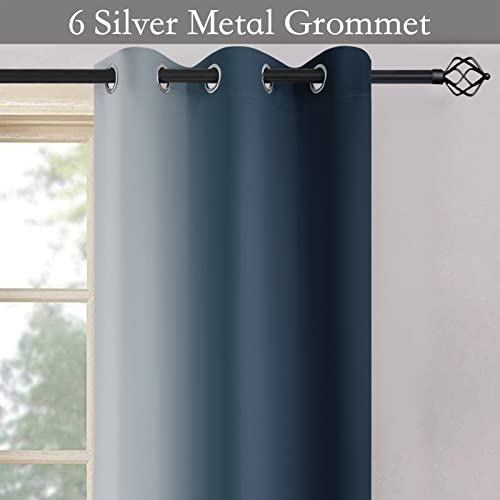 SimpleHome Ombre Navy Blue to Grey White Curtains for Living Room 42Wx63L - color: Navy Blue, size: 42"W x 63"L (Pack of 2)