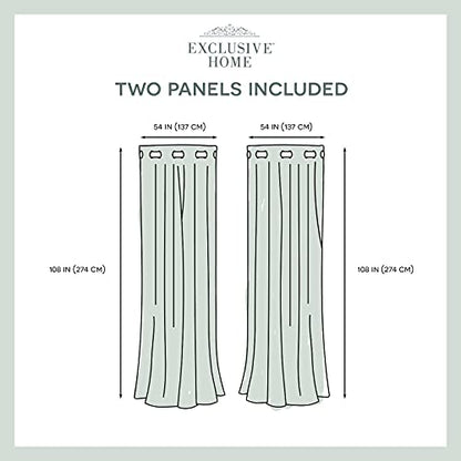 Exclusive Home Chateau Striped Faux Silk Grommet Top Curtain Panel Pair, 54"x108", Black Pearl (Pack of 4) - color: Black Pearl, size: 54"W x 108"L (Pack of 8)