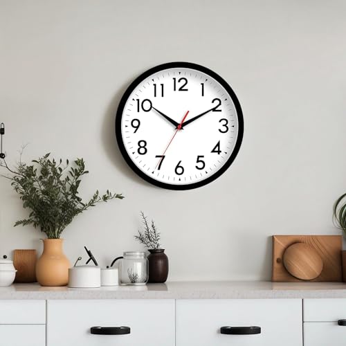 DAXSMY 8 Inch Wall Clock, Battery Operated Silent Non Ticking - color: A-black, size: 8"