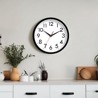 DAXSMY 8 Inch Wall Clock, Battery Operated Silent Non Ticking - color: A-black, size: 8"
