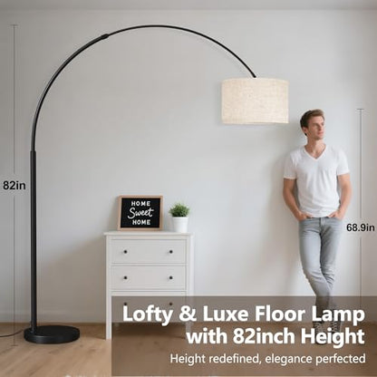 SUNMORY 82" Tall Arc Floor Lamp for Living Room, Large Standing Arched Lamp - color: Black（with remote control）