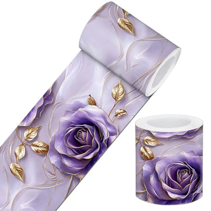 IVN Wallpaper Border Peel and Stick Wall Violet Gold Rose 4x196 Inch - color: Violet Gold Rose