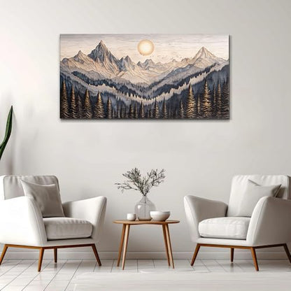 MHARTK66 Rustic Pine Tree Mountain Framed Canvas Wall Art for Bedroom,40x20 - color: Abstract Mountain, size: 40"L x 20"W