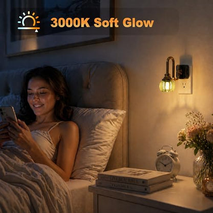 JandCase Night Light, Night Lights Plug into Wall Green Tulip 2 Pack - color: Green Tulip