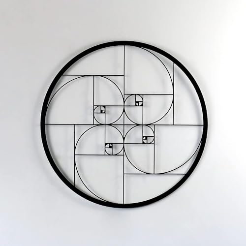 Colorfull Worlds Golden Ratio Metal Wall Decor | Unique Modern Decoration for Living Room | Metal Wall Art | Office Decor | New Year Gift | (12" x 12" | 30 x 30 cm, Black) - color: Black, size: 12"L x 12"W