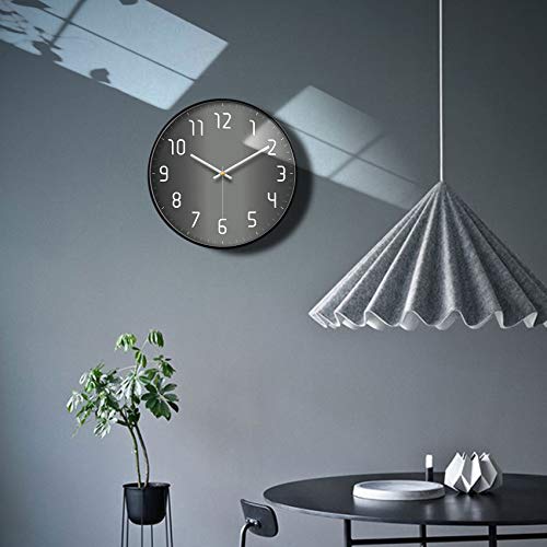Silent Non-Ticking Analog Wall Clock, Gradient Black, 12'' - color: Gray, size: 12inch