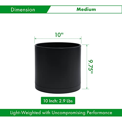 D'vine Dev Plastic Planter Pot with Saucer, 10 in, Black, 74-X-B-2 - color: Matte Black, size: 10"