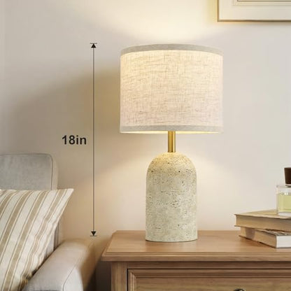 GyroVu Table Lamps Set of 2, Resin Bedside Lamps for Living Room Bedroom - color: Beige