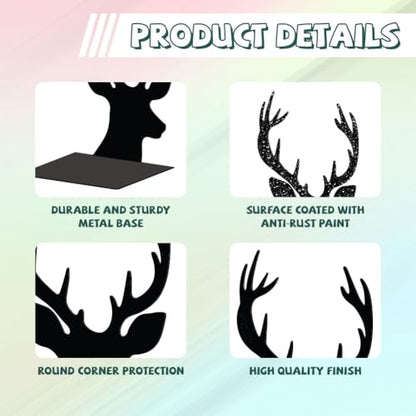 Peacoblue 5.3"x4.3"x7.9" Metal Bookends, Heavy Duty Book Ends for Shelves - style: Deer Head