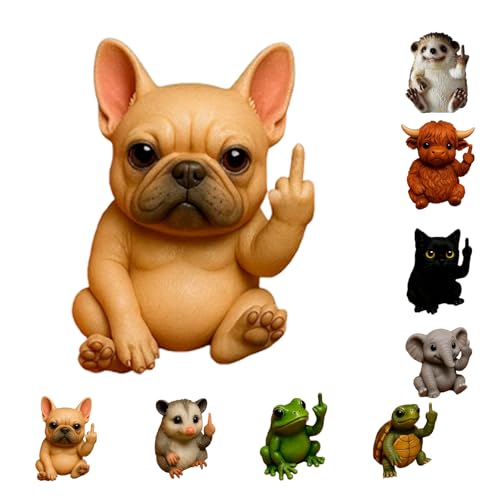 Nicerice Fun Mini Middle Finger Animal Statue,Resin Middle Finger Animals Decor Statue for Desktop,Office and Car, Funny and Cute Middle Finger Humor Gag Gifts (Dog) - color: Dog