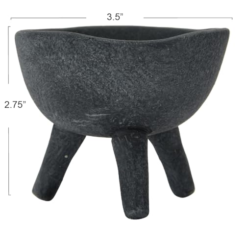 Creative Co-Op Boho Terracotta Footed Planter, Matte Black - color: Slate Grey, size: 3.5"