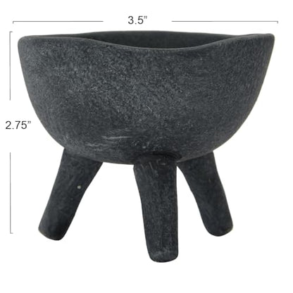 Creative Co-Op Boho Terracotta Footed Planter, Matte Black - color: Slate Grey, size: 3.5"