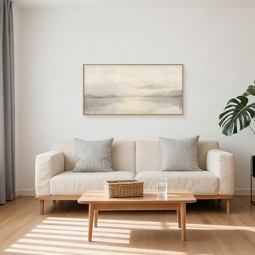LHIUEM Large Abstract Neutral Beige Pastel Framed Canvas Wall Art-20"x40"x1 - color: Abstract Neutral Beige Pastel Wall Art, size: 40"L x 20"W