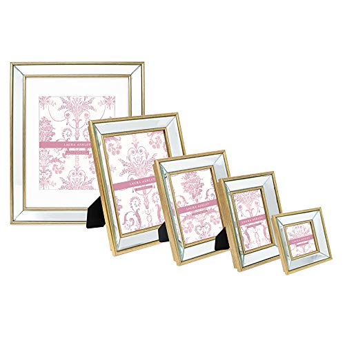Laura Ashley 8x10 Gold Beveled Mirror Picture Frame Tabletop & Wall Mount - color: Gold, size: 8x10