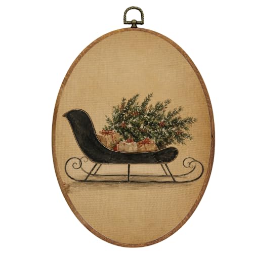 Mcehtle Vintage Christmas Tree Sleigh Gift Wall Art Decor Framed 8.6x11.4 - color: 50