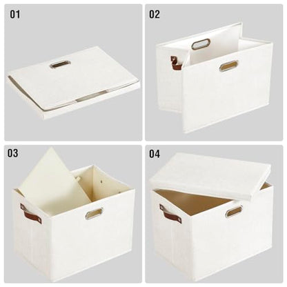 Roobyl 15" Fabric Storage Box with Lids, 3-Pack, White - color: White, size: Medium-15"